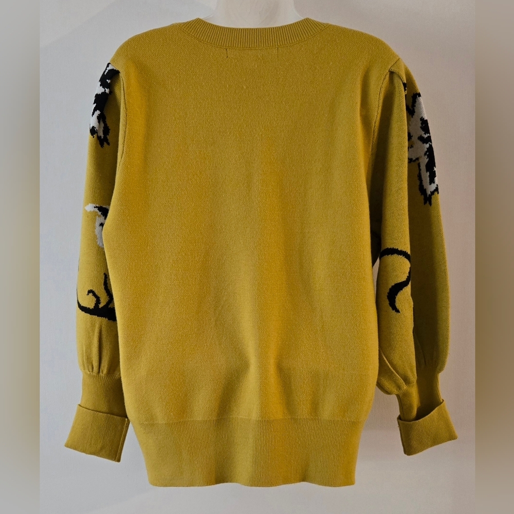 Marc New York Andrew Marc Pullover Sweater Sz Large Gold Black White Euc LS - Picture 3 of 8